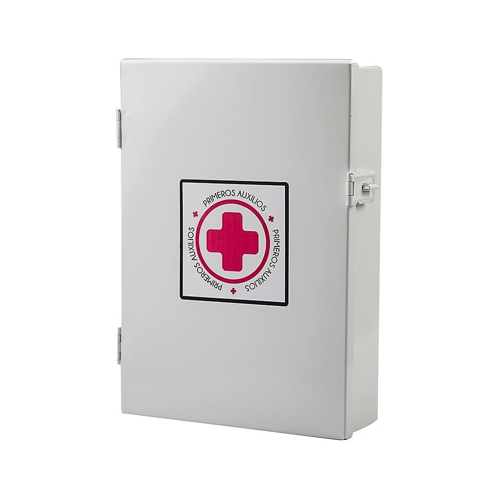 Botiquín de primeros auxilios mediano color blanco, caja metálica para emergencias, botiquín de emergencias vacío, diseñado para poder colocarlo en la pared