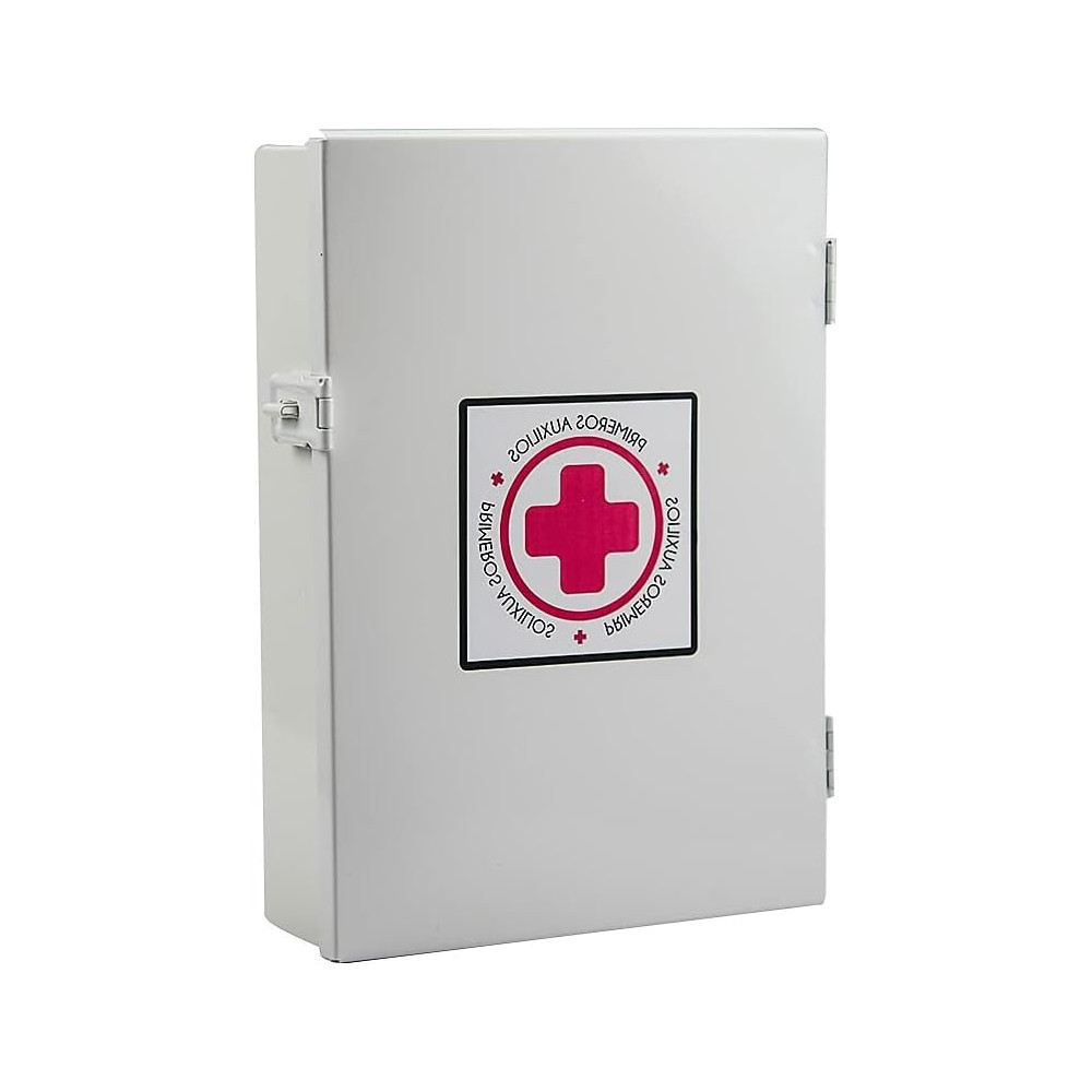 Botiquín de primeros auxilios mediano color blanco, caja metálica para emergencias, botiquín de emergencias vacío, diseñado para poder colocarlo en la pared