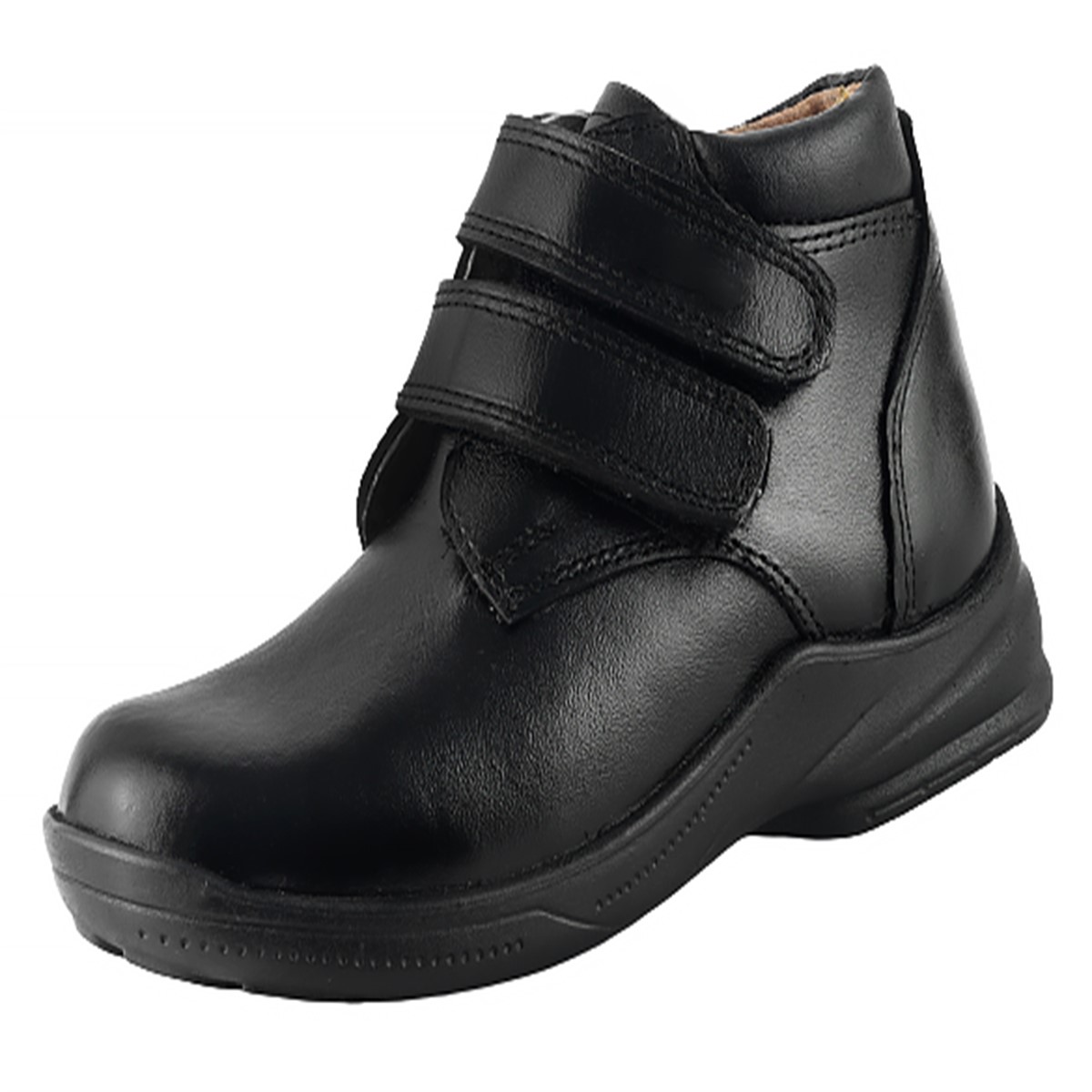 Zapato Bota Escolar Niño 100% Piel Cómodo Velcro Casual 1023 Negro.