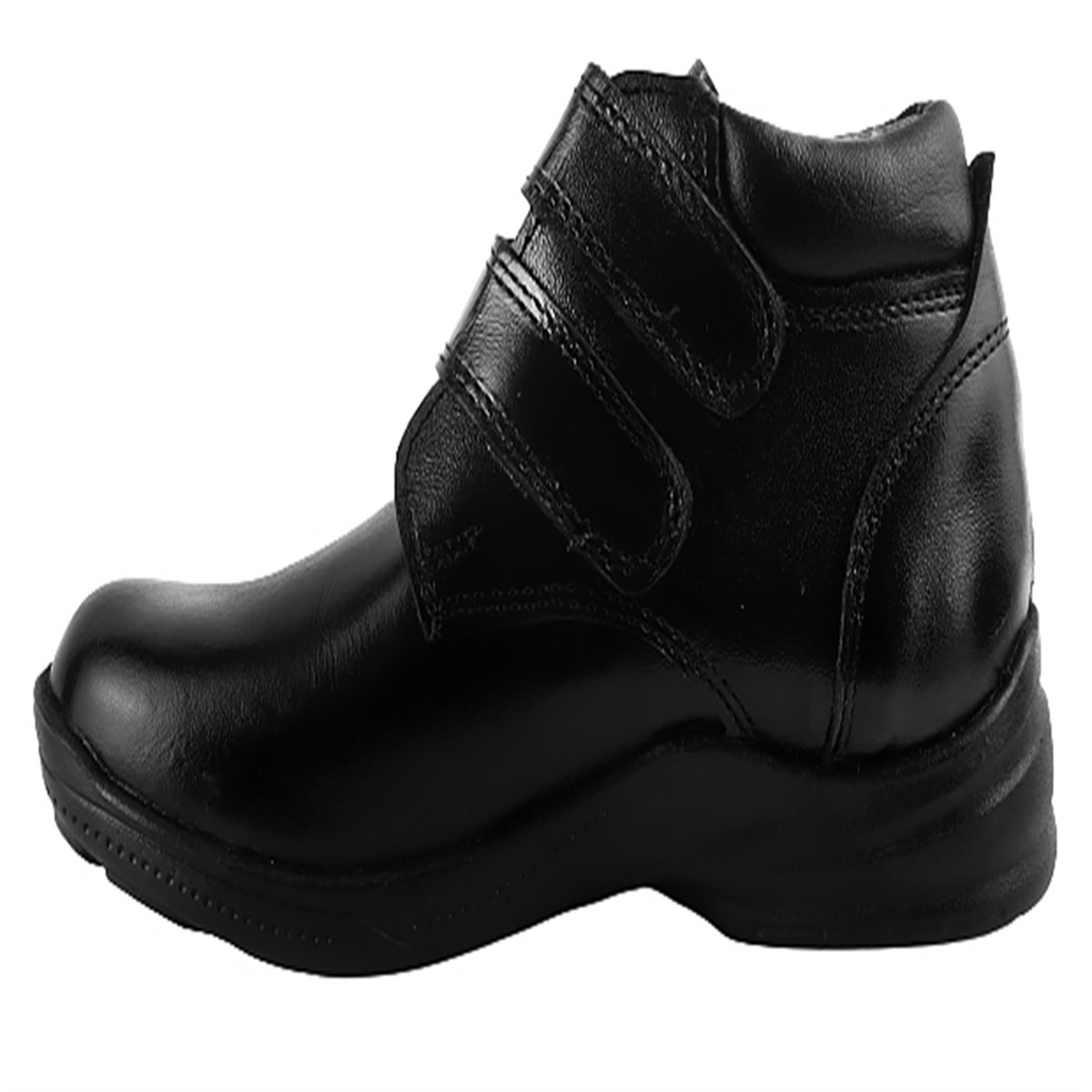 Zapato Bota Escolar Niño 100% Piel Cómodo Velcro Casual 1023 Negro.