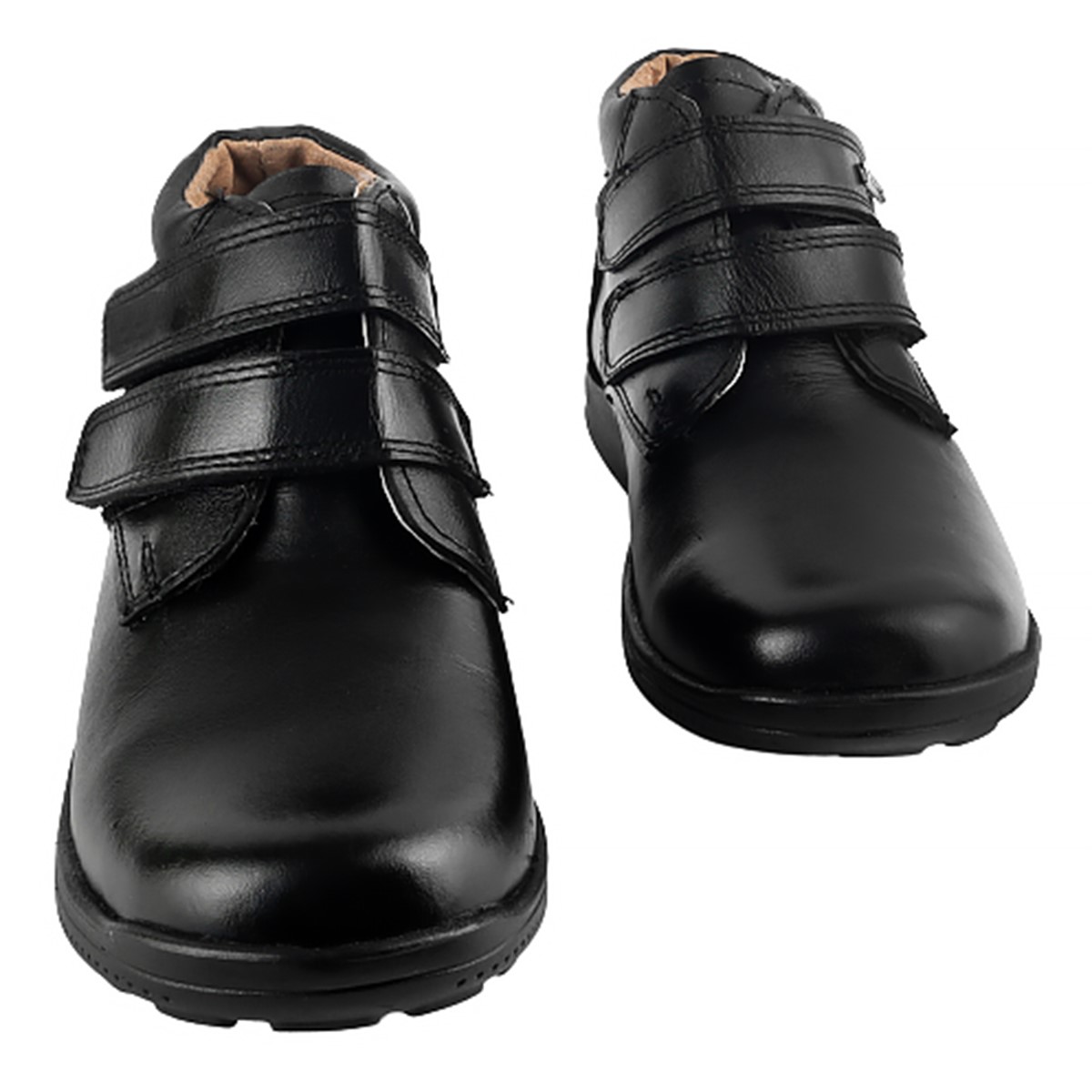 Zapato Bota Escolar Niño 100% Piel Cómodo Velcro Casual 1023 Negro.