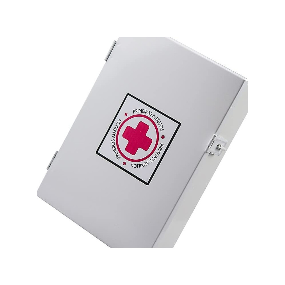 Botiquín de primeros auxilios grande color blanco, caja metálica para emergencias, botiquín de emergencias vacío, diseñado para poder colocarlo en la pared