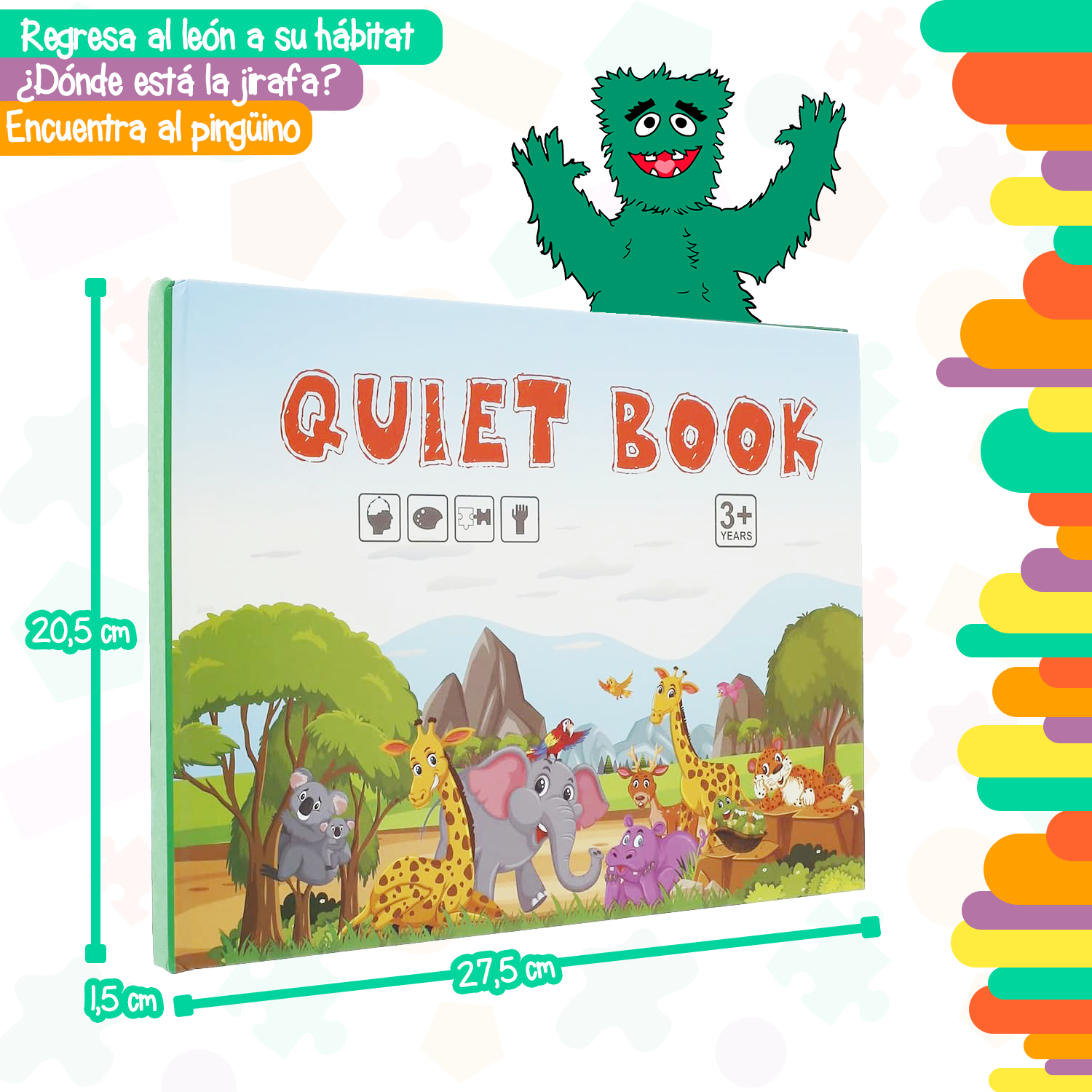 Libro Ocupado para niños, portátil, silencioso, Libro de Actividades Preescolar, Juguete Educativo sensorial, para Autismo, desarrollar Habilidades motoras Finas para niños y niñas