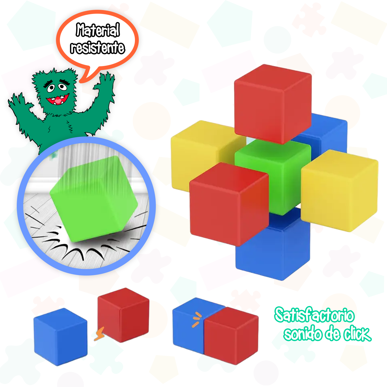 Cubos Magnéticos 36 Piezas - Juguete Educativo Construcción Imanada para Niños +3 Años - Stem Arma Figuras y Formas