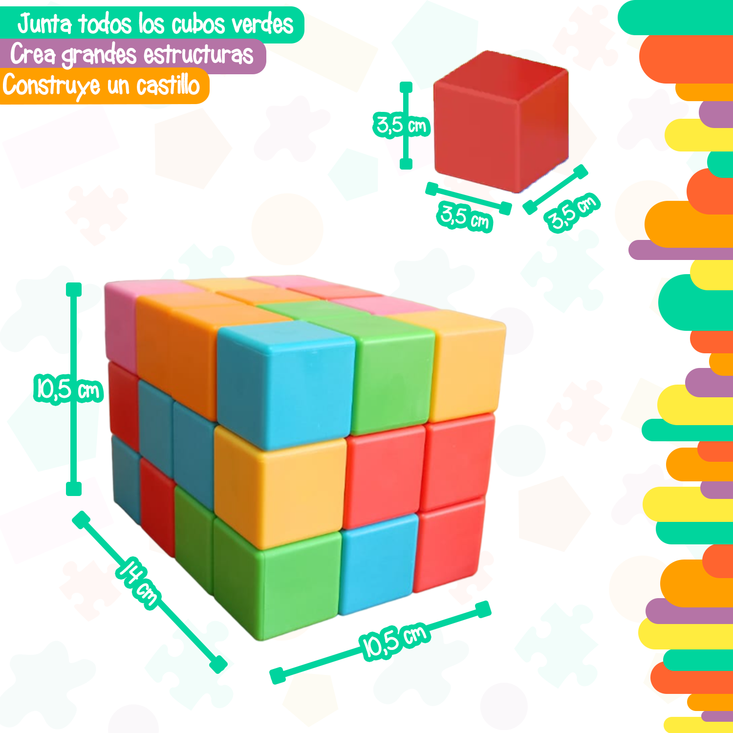 Cubos Magnéticos 36 Piezas - Juguete Educativo Construcción Imanada para Niños +3 Años - Stem Arma Figuras y Formas