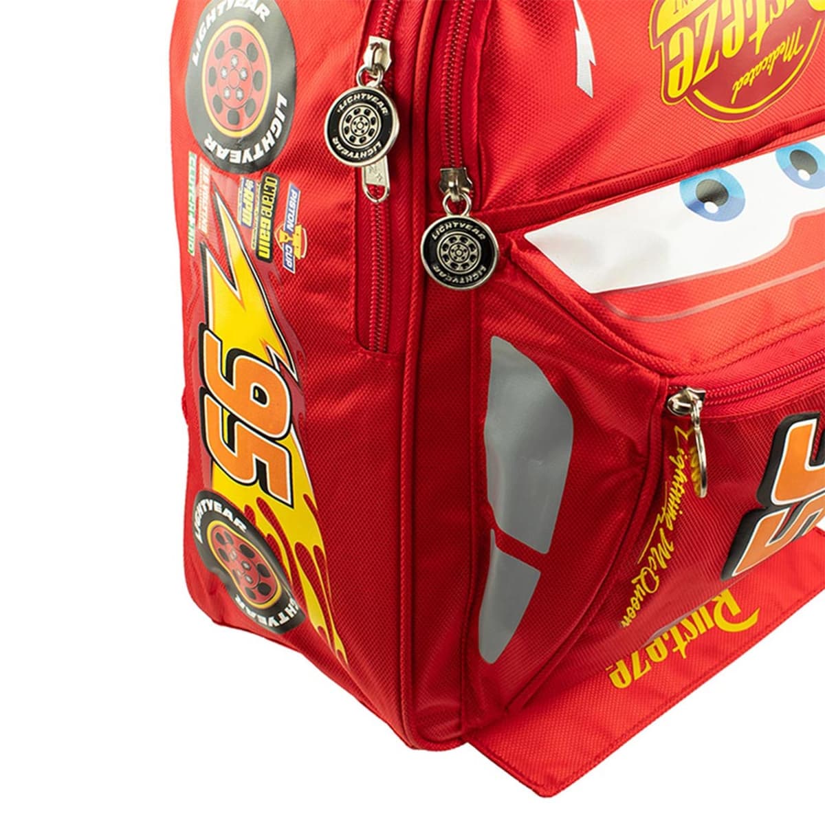 Mochila escolar backpack de la película Cars para niño, color rojo, mod. 1053206