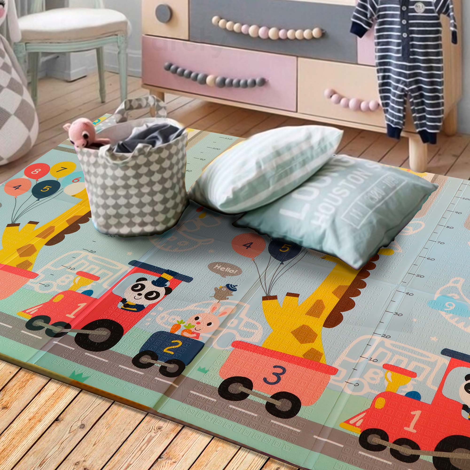 Tapete de Juego para Bebe Plegable Archy Acolchonado Doble Vista Impermeable Multiusos Didáctico Antideslizante Reversible Incluye Bolsa para Transportar 147x195 centímetros