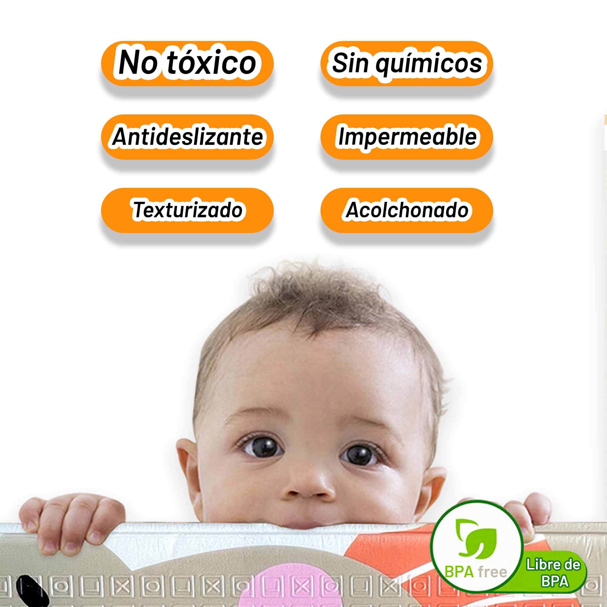 Tapete de Juego para Bebe Plegable Archy Acolchonado Doble Vista Impermeable Multiusos Didáctico Antideslizante Reversible Incluye Bolsa para Transportar 147x195 centímetros