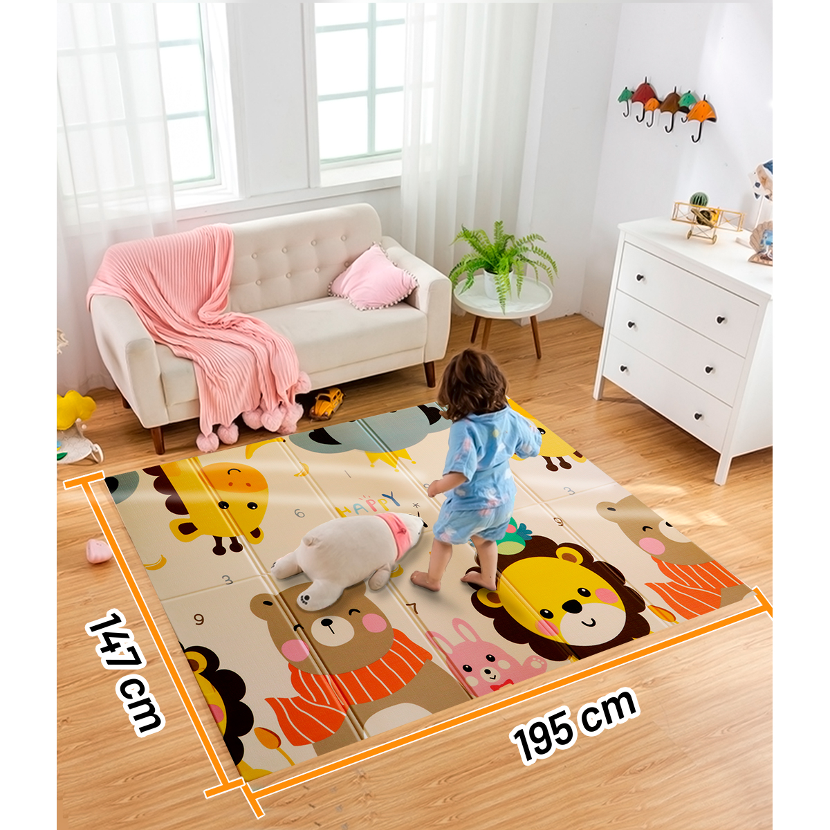 Tapete de Juego para Bebe Plegable Archy Acolchonado Doble Vista Impermeable Multiusos Didáctico Antideslizante Reversible Incluye Bolsa para Transportar 147x195 centímetros