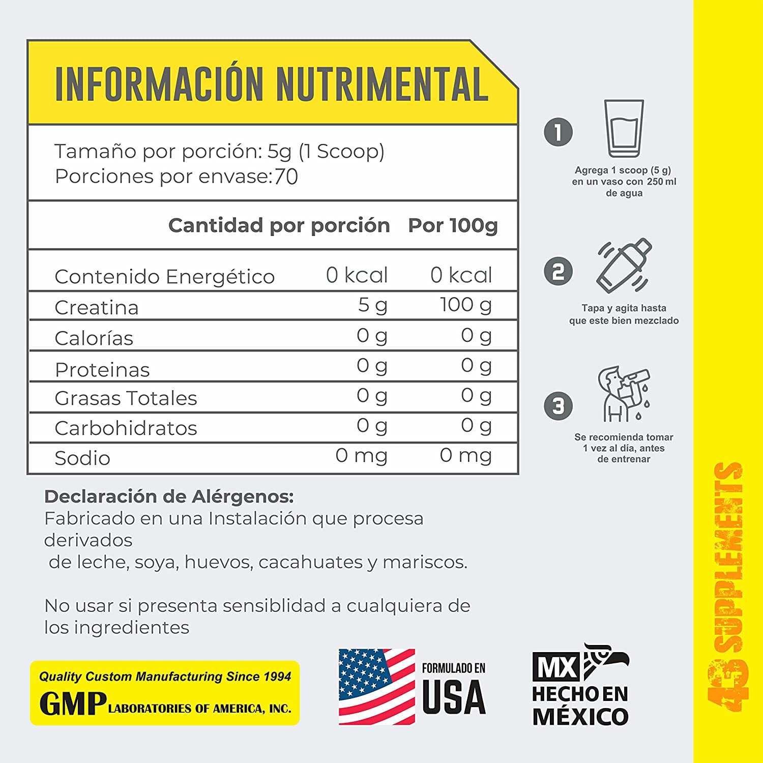 Creatina 43 Supplements 350g 70 Serv.