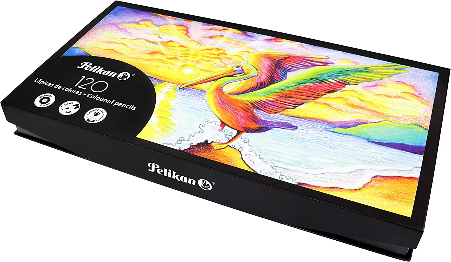 Set de Lápices de Colores Pelikan 120 Piezas. Mina Suave y Resistente de 3.3mm. Estuche Rígido.