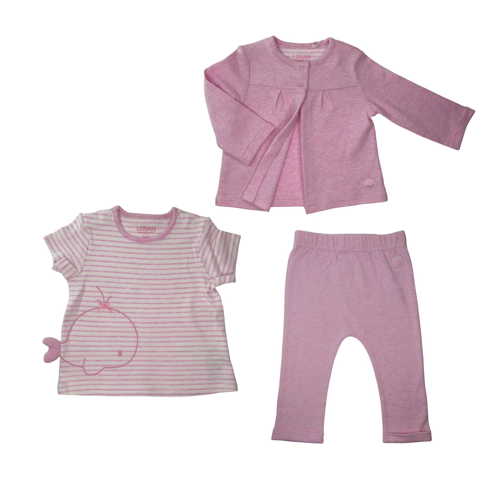Conjunto de cárdigan, camiseta y pantalón para bebé niña Losan