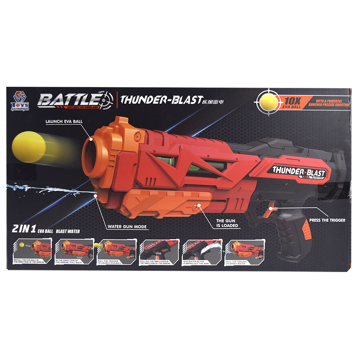 Juguete Pistola Balas Blandas Thunder Blast 2 En 1 Rojo