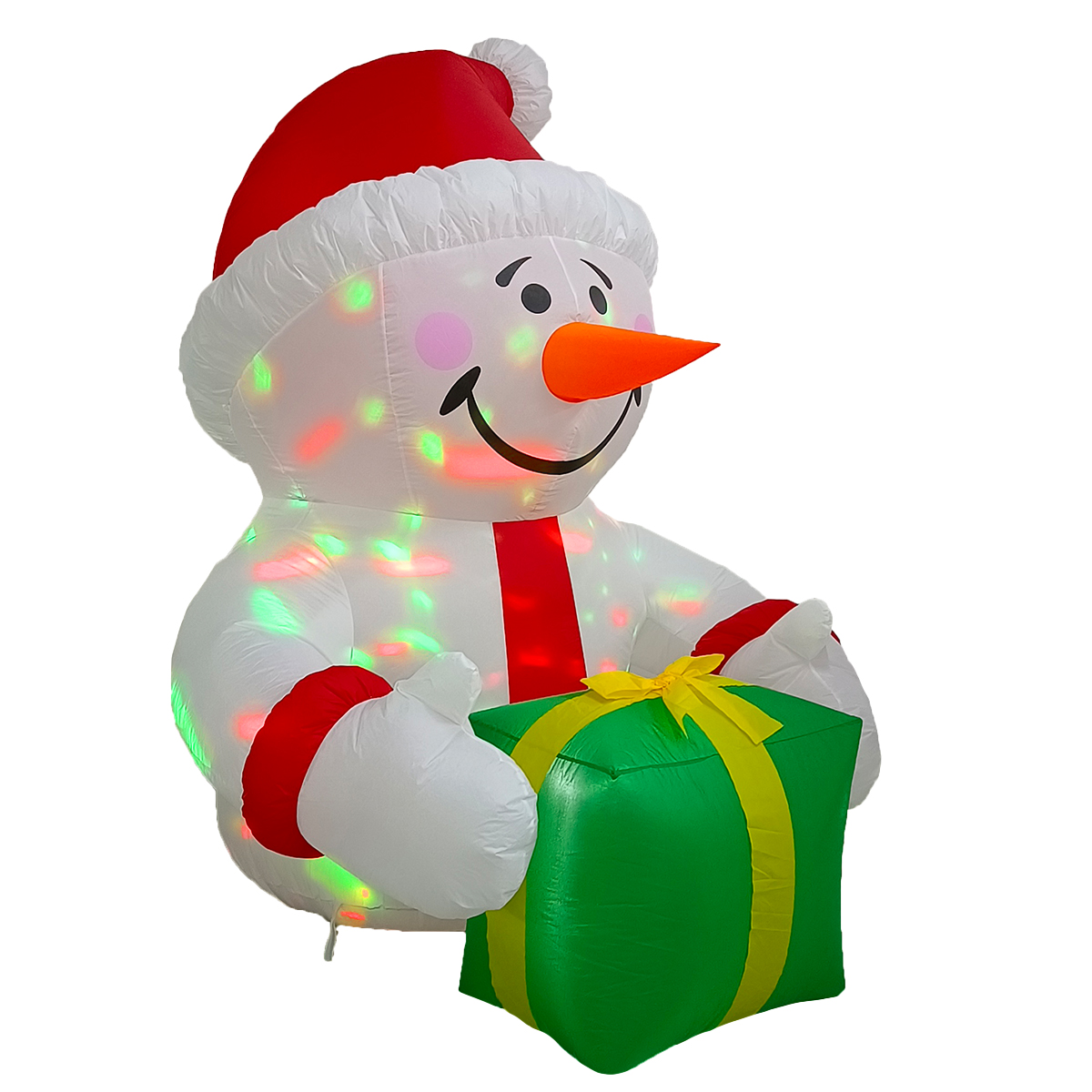 Inflable de Navidad Navideño Mono de nieve con regalo verde multiled 1.85m