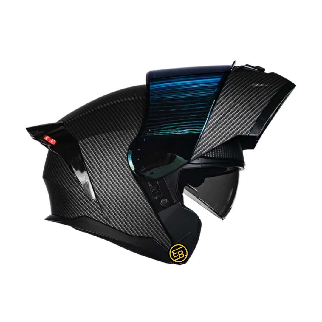 CASCO ABATIBLE KOV ZERO FIBRA CARBONO NEGRO MOTO