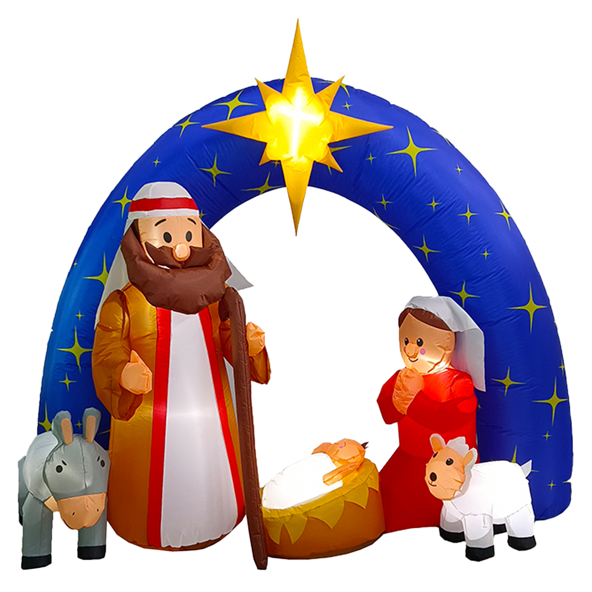 Inflable de Navidad nacimiento pesebre Navideño con 5 personajes premium 2m