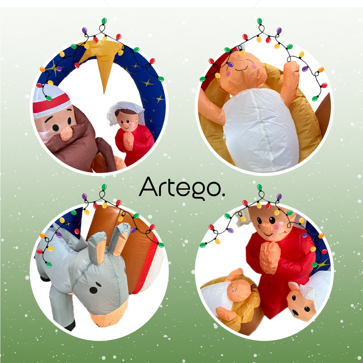 Inflable de Navidad nacimiento pesebre Navideño con 5 personajes premium 2m
