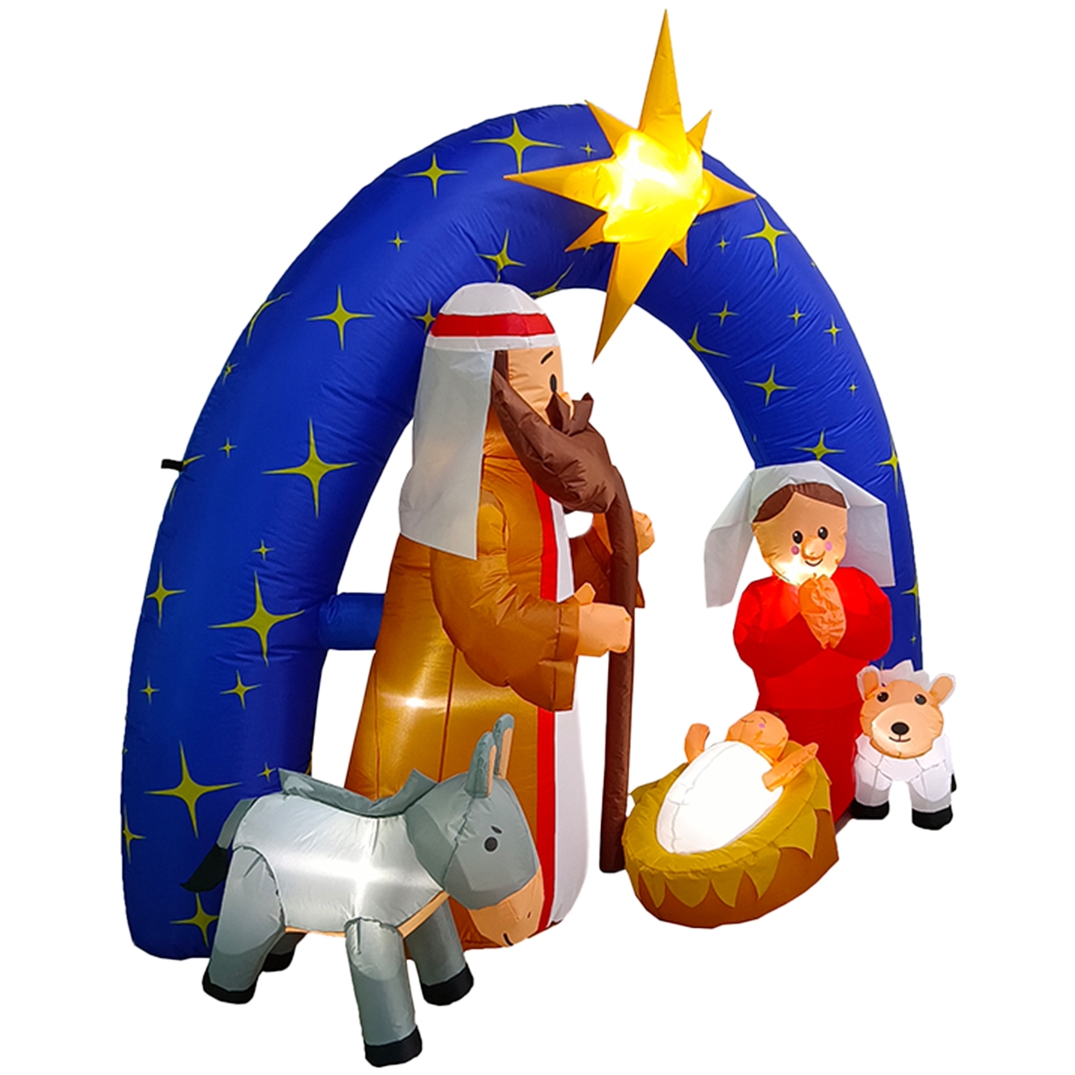 Inflable de Navidad nacimiento pesebre Navideño con 5 personajes premium 2m