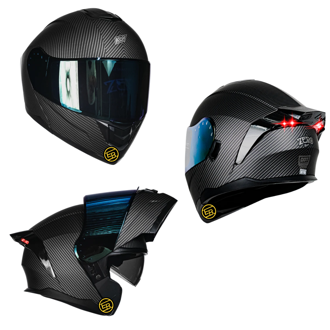 CASCO ABATIBLE KOV ZERO FIBRA CARBONO NEGRO MOTO