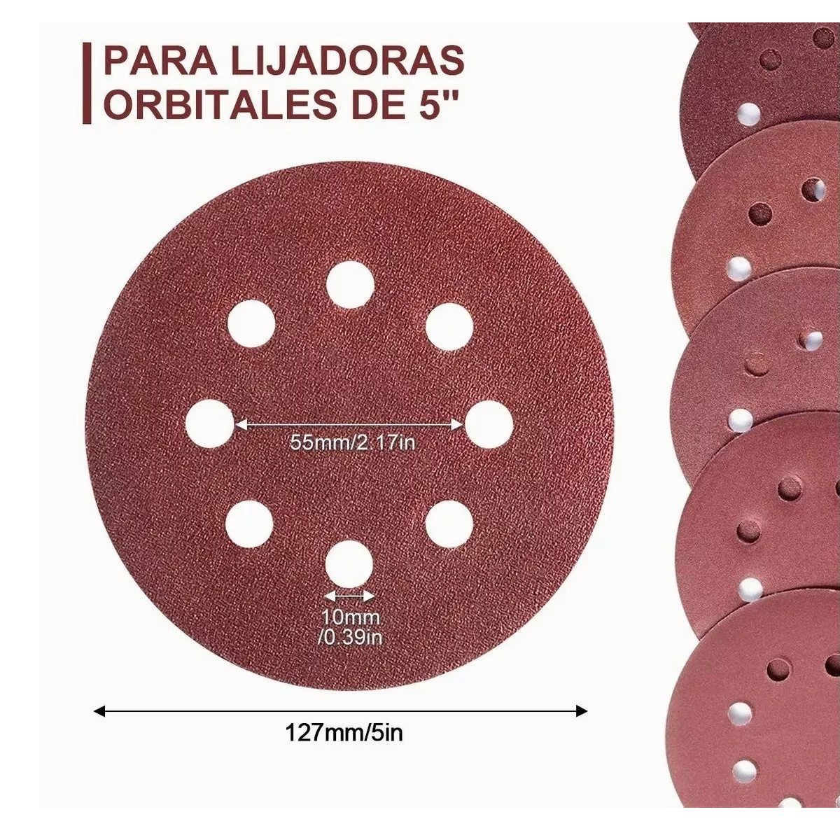 Kit 100 Discos De Lijas Orbital De 5 Pulgadas 80-3000 (10tamaños)