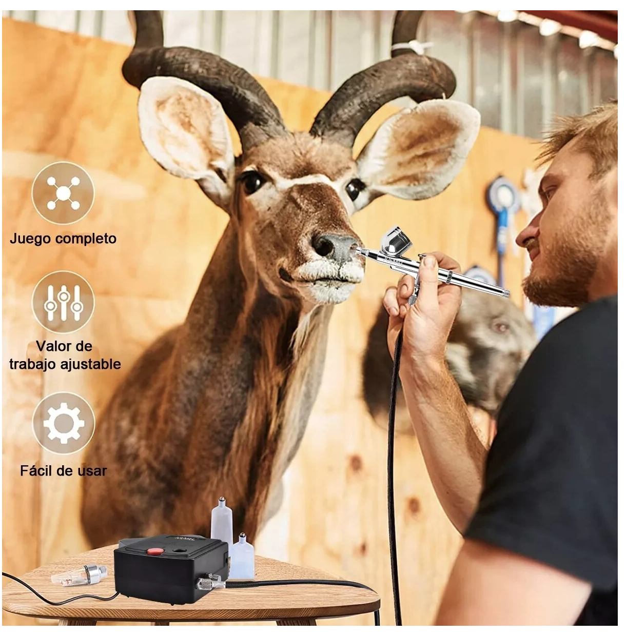 Kit Aerógrafo Juemel Multiuso Doble Acción Para De Pasteles