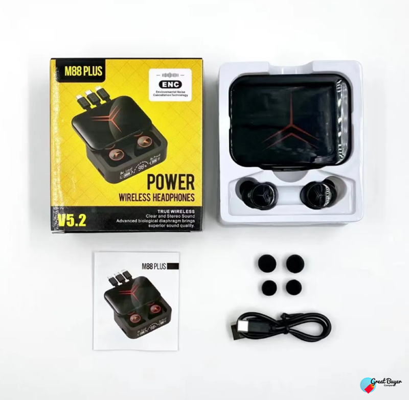 Audífonos Bluetooth M88 plus - Negro Elegante Brillante