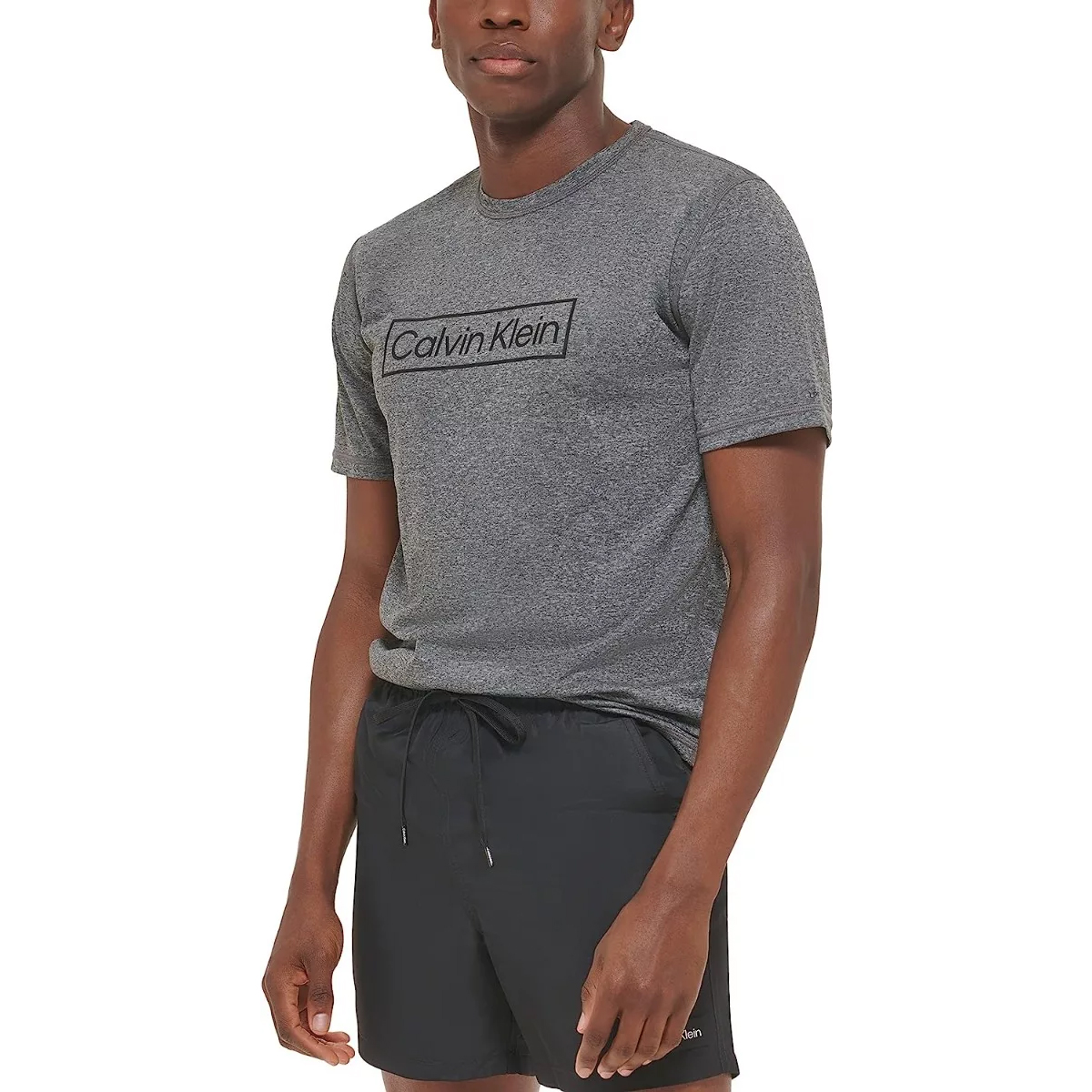 Playera Corta Calvin Klein Hombre Swimwear Gris