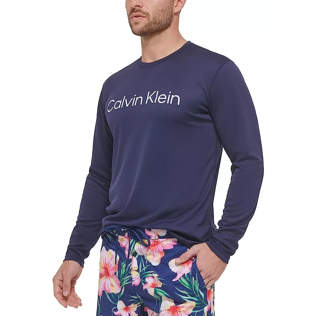 Playera Corta Calvin Klein Hombre Swimwear Azul Marino