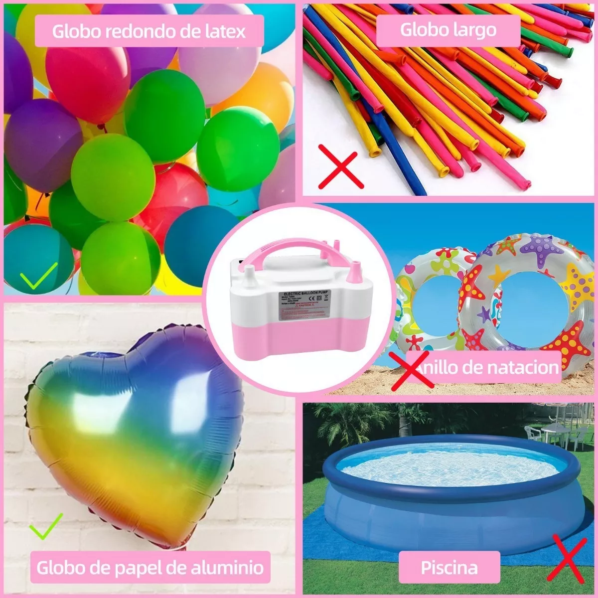 Bomba Para Inflar Globos Electrica Doble Inflador/fiestas