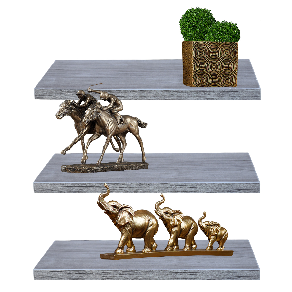 Set 3 Repisas Flotantes Hogare de Melamina Modernas 50 X 15 Color Gris