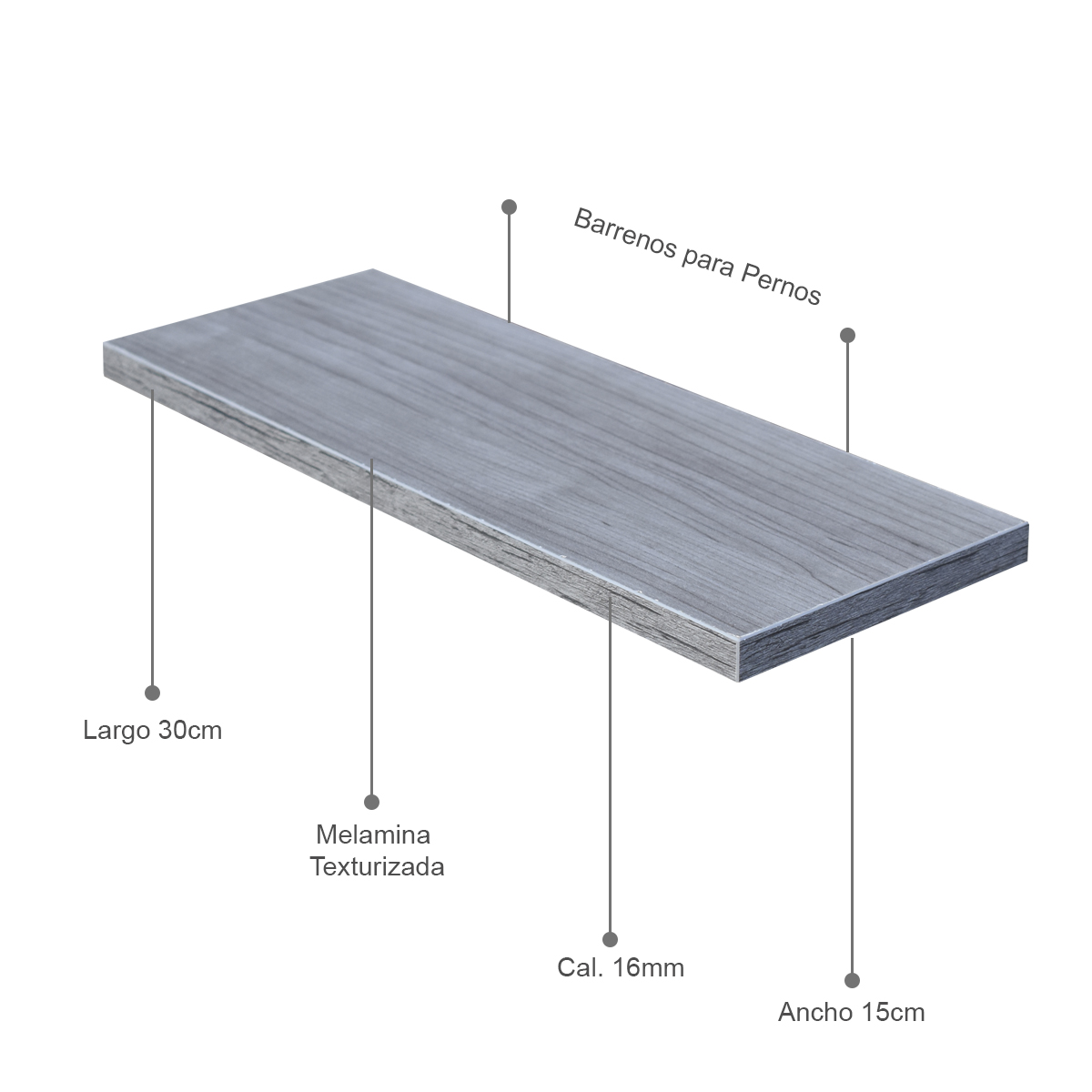 Set 3 Repisas Flotantes Hogare de Melamina Modernas 50 X 15 Color Gris