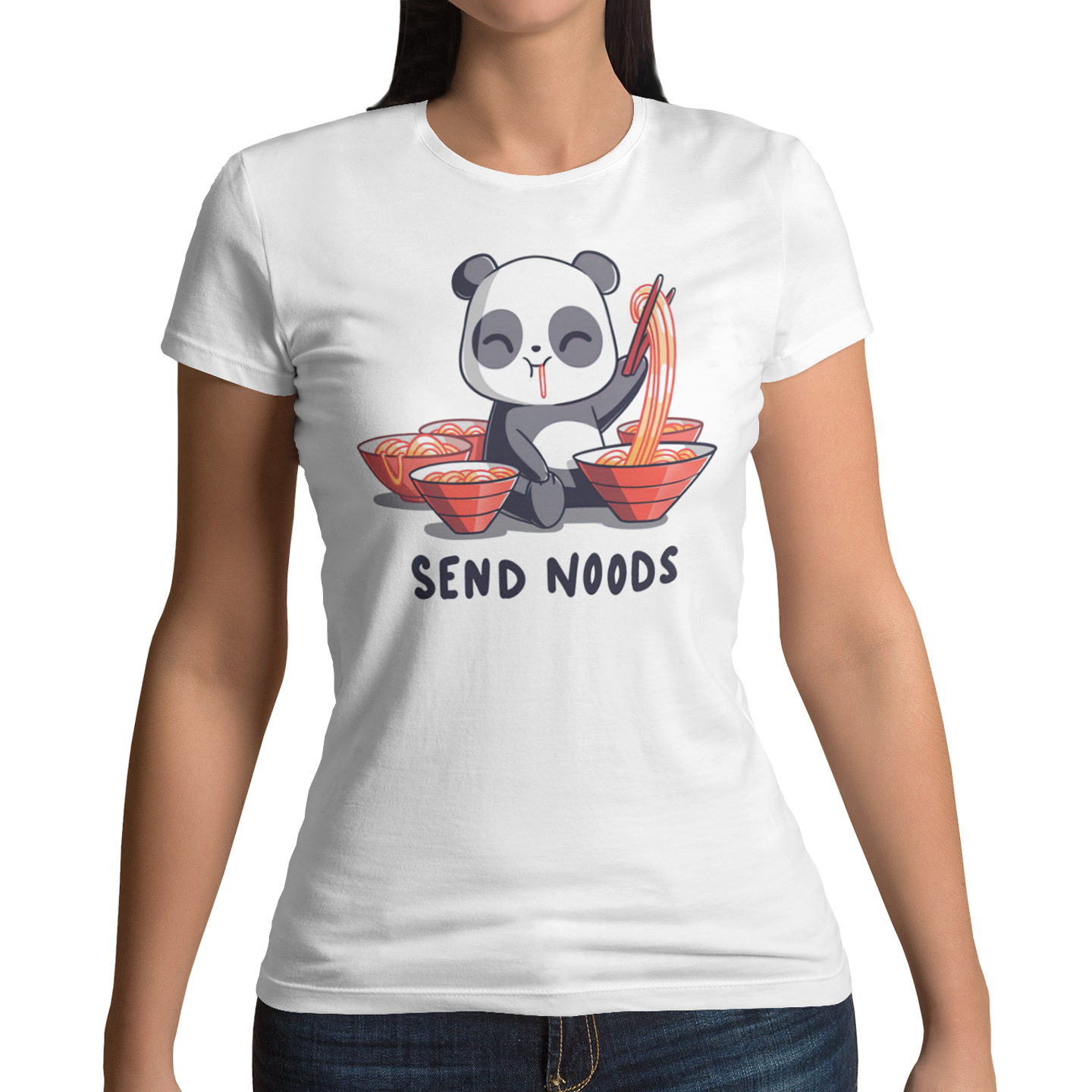Playera Caballero y Dama Oso Panda Meme Send Noods Ramen