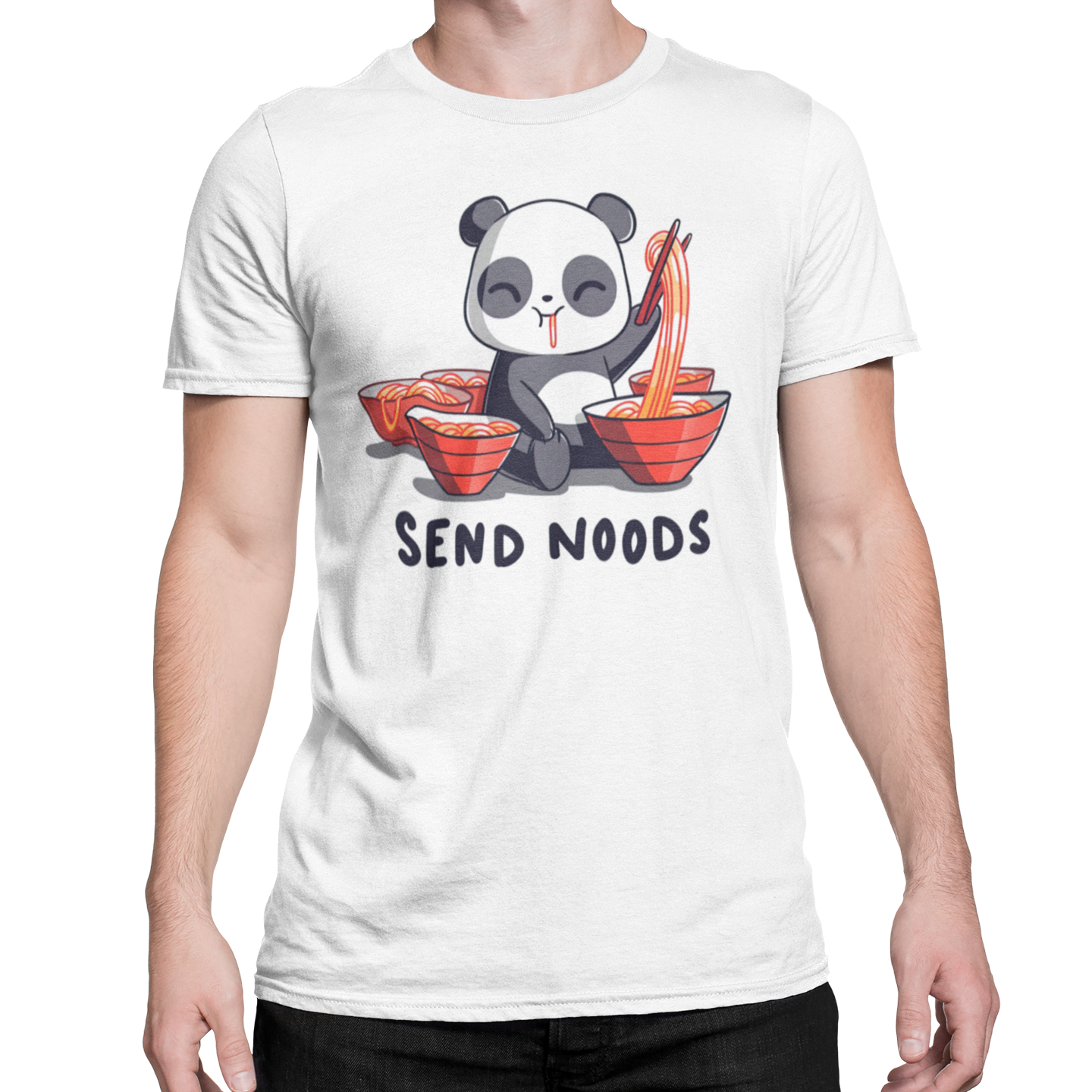 Playera Caballero y Dama Oso Panda Meme Send Noods Ramen