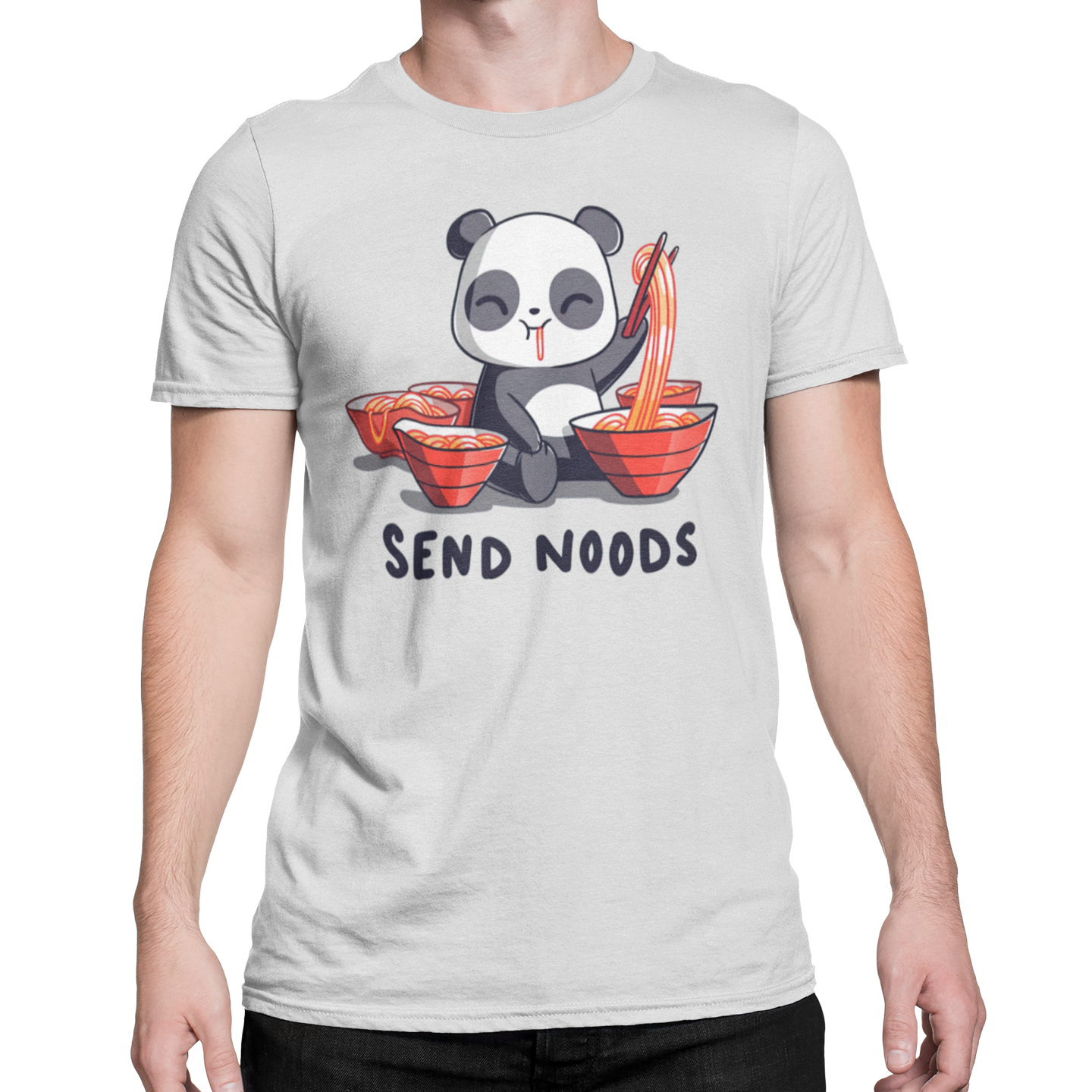 Playera Caballero y Dama Oso Panda Meme Send Noods Ramen