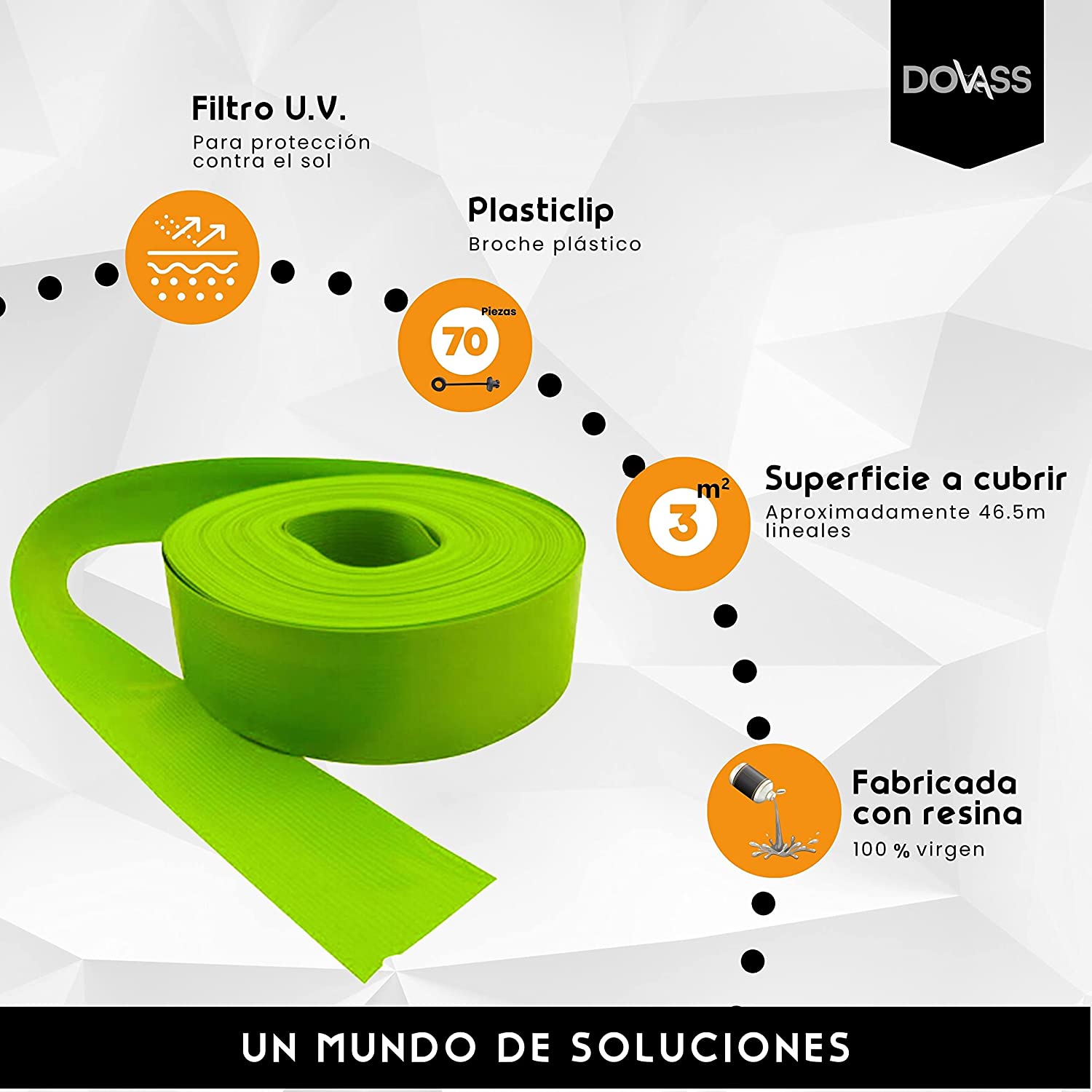 Cinta Rompe vientos para malla ciclonica con protección U.V. de plástico con resina 100 virgen Karlen para protección y privacidad para cercas rejas, Color Verde Pasto, 3 Metros