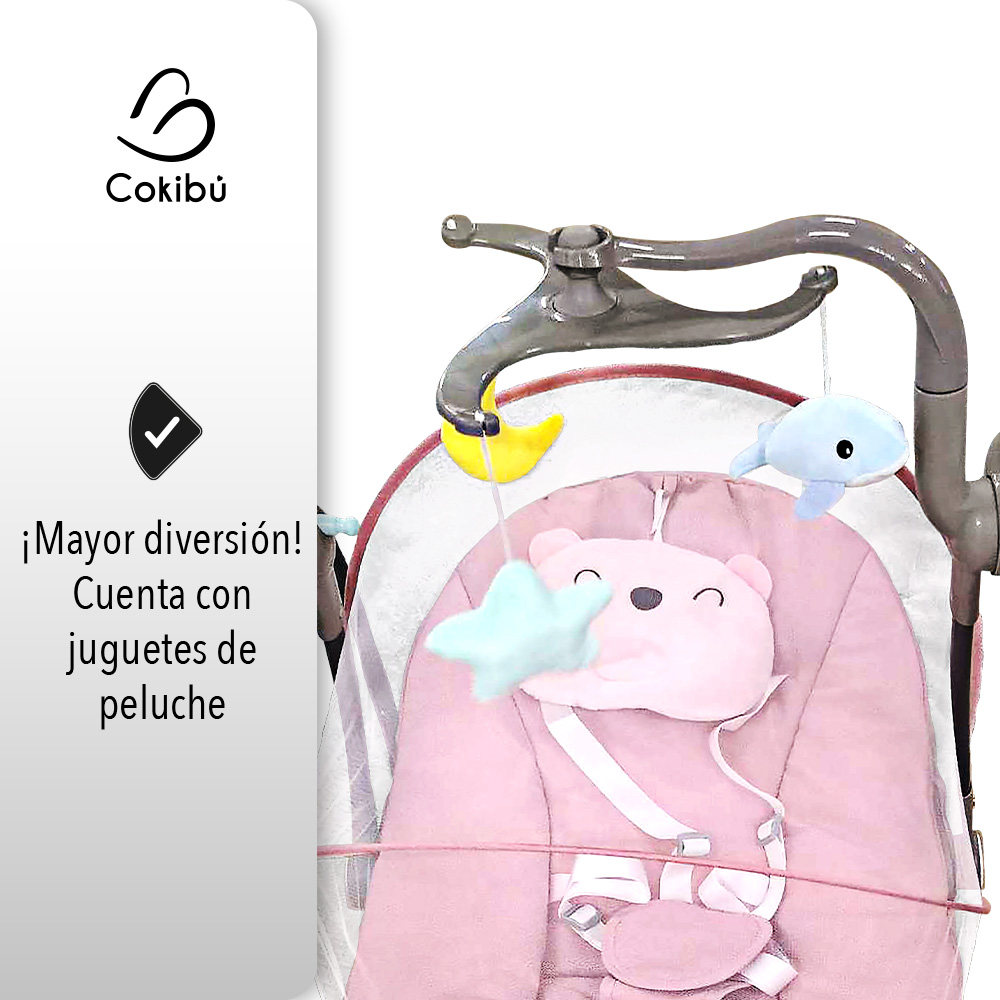 Silla Mecedora para Bebé Orphic Bouncer con Bluetooth Rosa