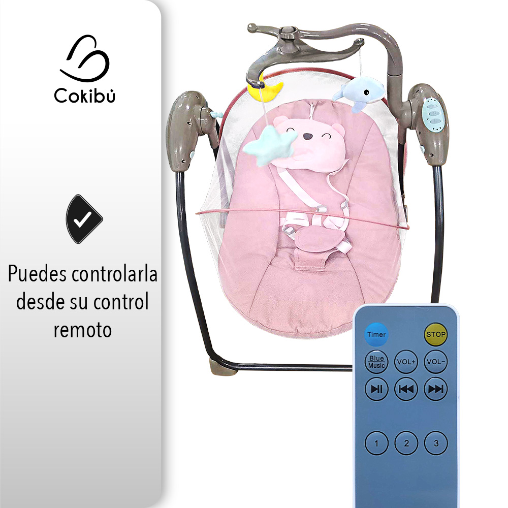 Mecedora eléctrica para bebé, Columpio de cinco velocidades con modo Remoto  Bluetooth, cuna