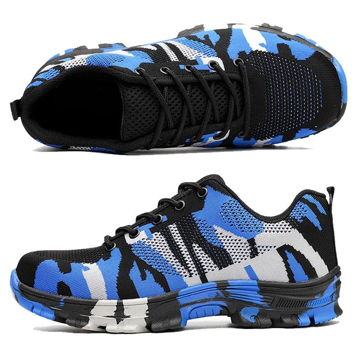 Tenis Transpirable MXTFF-002-2 Talla 4.5US, 23.5MX, 37EUR, Azul/Negro, Plantilla Kevlar, Suela EVA, Punta de Acero, Agujetas, Ligero, Transpirable.