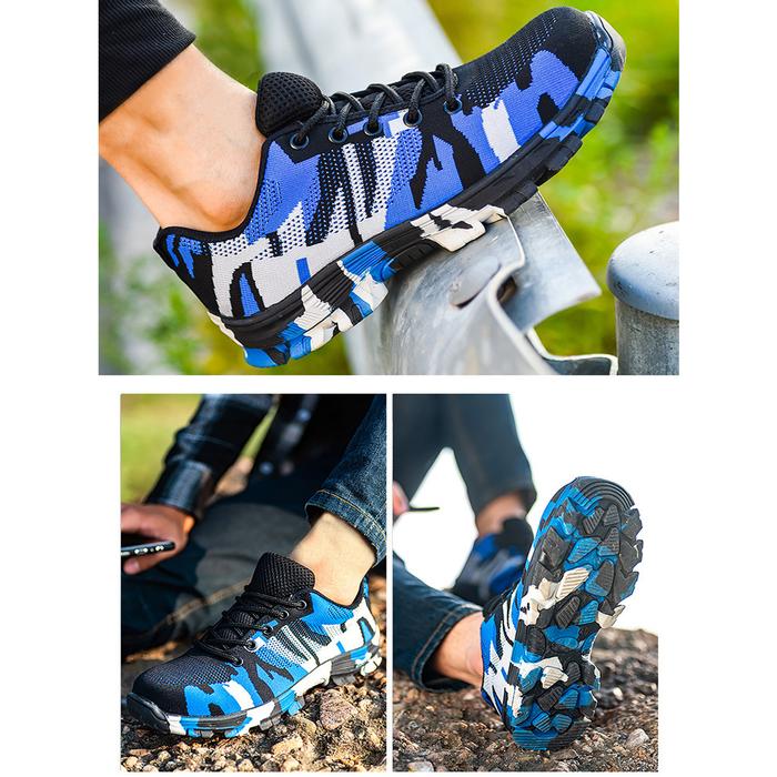 Tenis Transpirable MXTFF-002-2 Talla 4.5US, 23.5MX, 37EUR, Azul/Negro, Plantilla Kevlar, Suela EVA, Punta de Acero, Agujetas, Ligero, Transpirable.