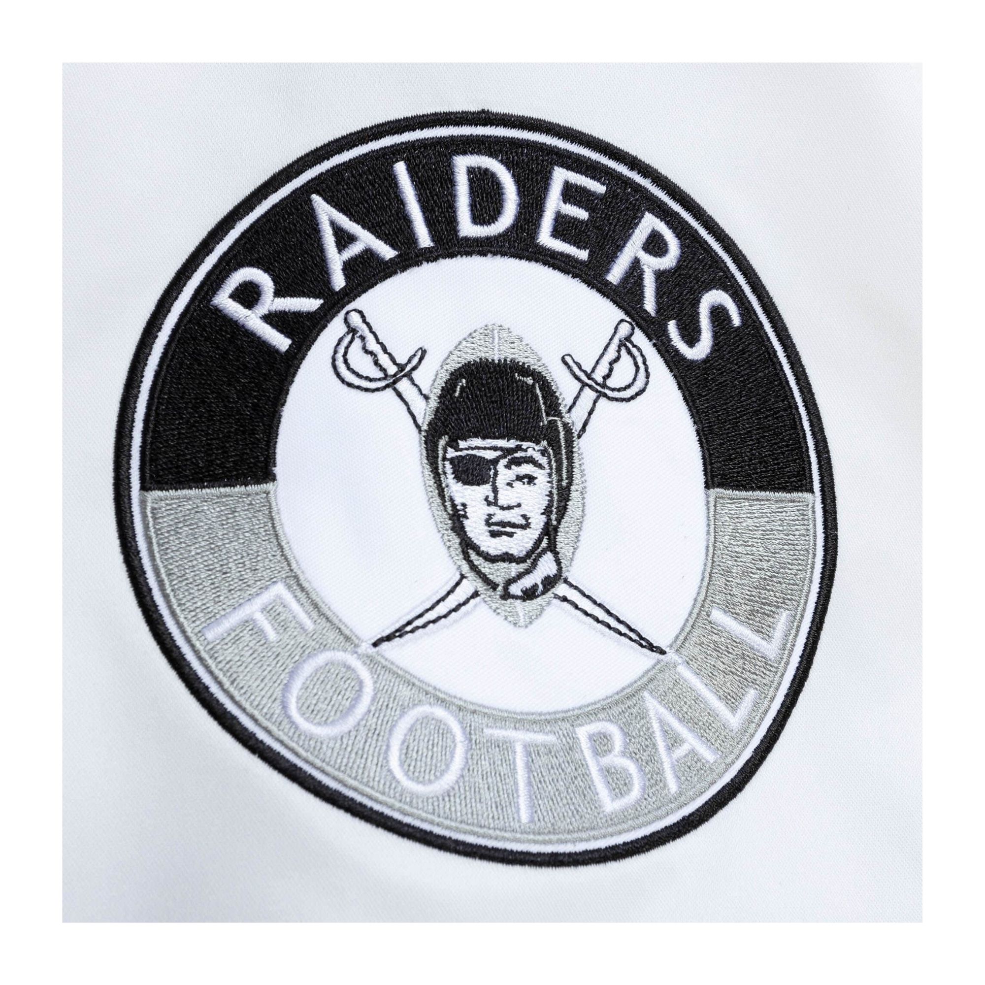 Chamarra Mitchell & Ness Oakland Raiders NFL Satín Blanco con Negro Hombre Original OJBF4986