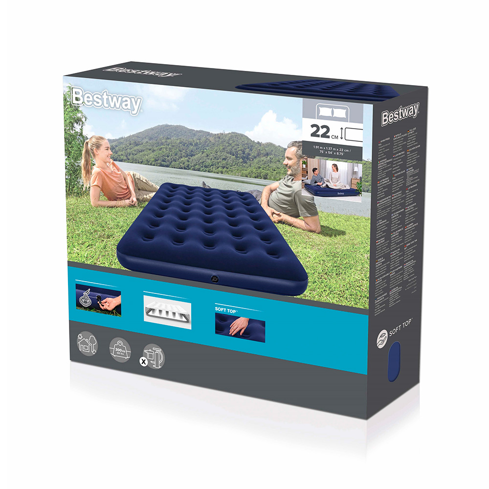 Colchón Inflable Matrimonial Cama De Aire Camping + Bomba