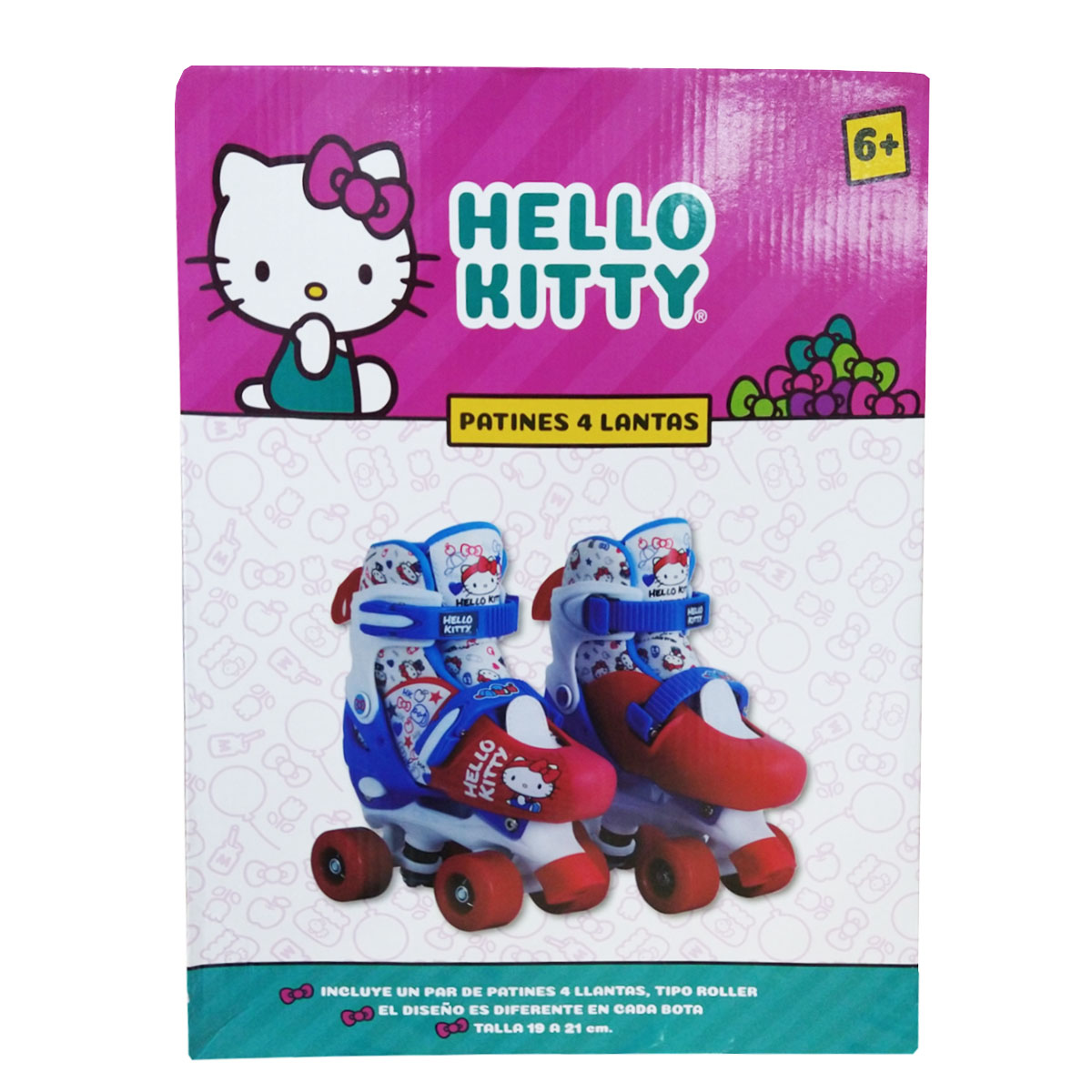 Patines para niños 4 Ruedas Hello Kitty 22 a 24 cm Azul/Rojo