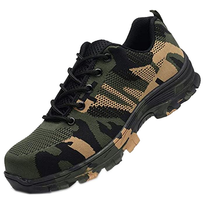 Tenis Botas con Casquillo MXKAC-012 Talla 12.5US, 28.5MX, 47EUR, Verde/Negro, Plantilla Kevlar, Suela EVA, Punta de Acero, Agujetas, Ligero, Transpirable.