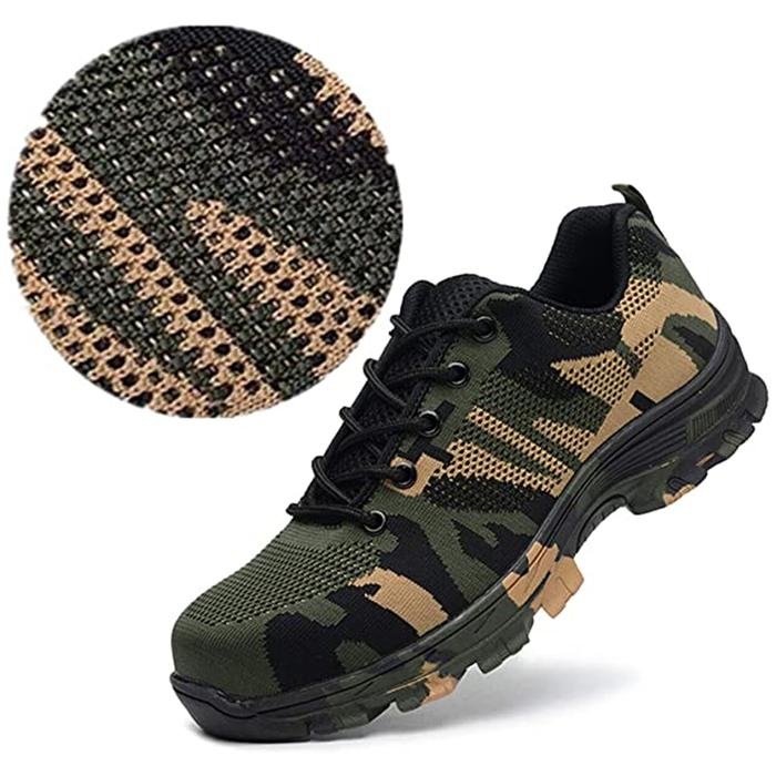 Tenis Botas con Casquillo MXKAC-012 Talla 12.5US, 28.5MX, 47EUR, Verde/Negro, Plantilla Kevlar, Suela EVA, Punta de Acero, Agujetas, Ligero, Transpirable.