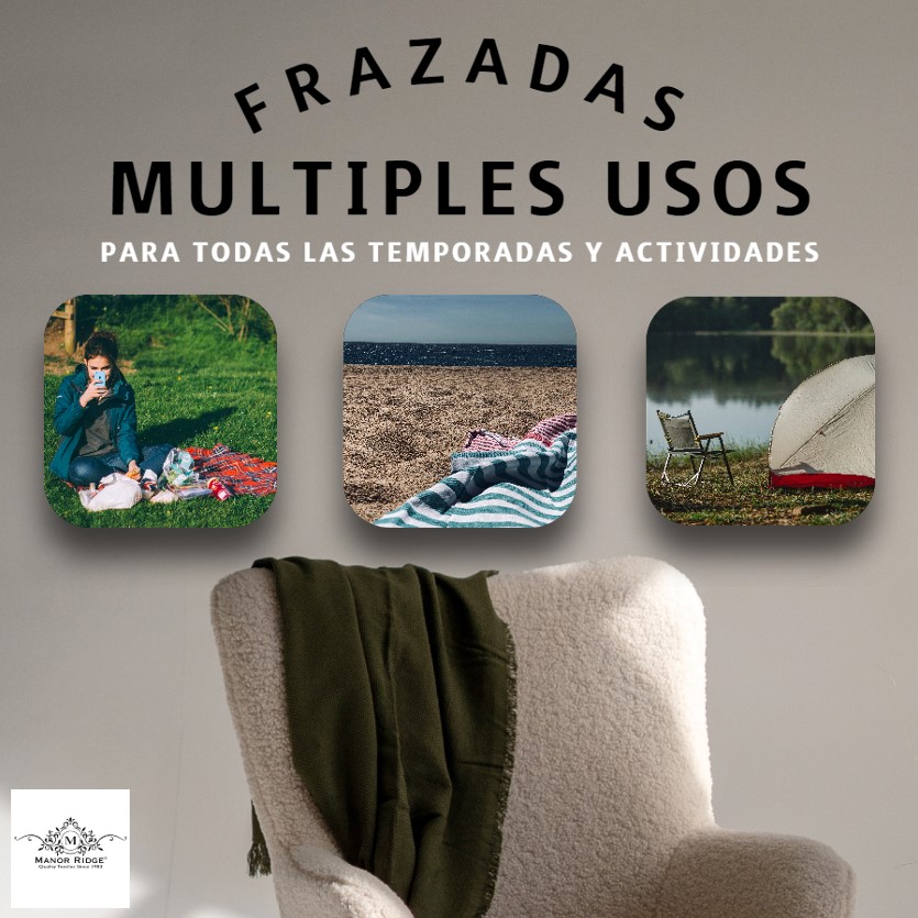 Frazada/ Manta 100% Algodón Rayada Gris y Blanco - Manor Ridge