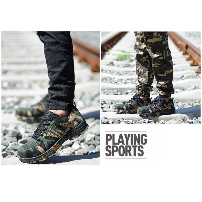 Tenis Botas de Seguridad MXKAC-013 Talla 14US, 29MX, 48EUR, Verde/Negro, Plantilla Kevlar, Suela EVA, Punta de Acero, Agujetas, Ligero, Transpirable.