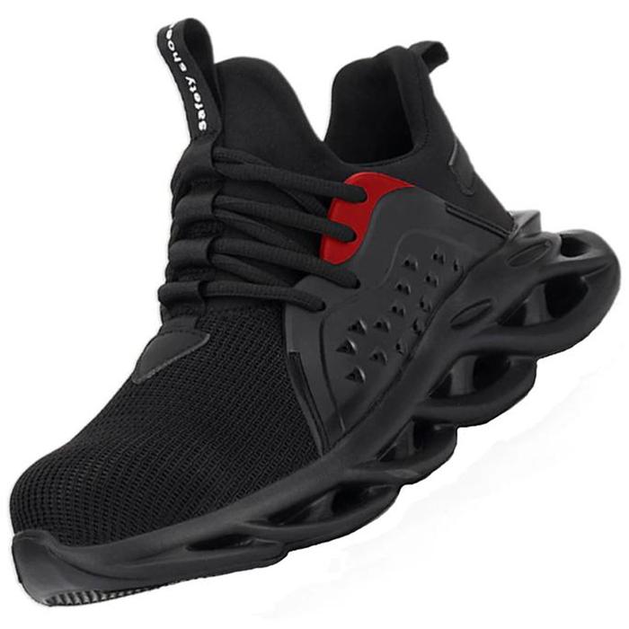 Tenis Botas con Casquillo MXAKI-002 Talla 4.5US, 23.5MX, Negro, Plantilla Kevlar, Suela EVA, Punta de Acero, Agujetas, Ligero, Transpirable.