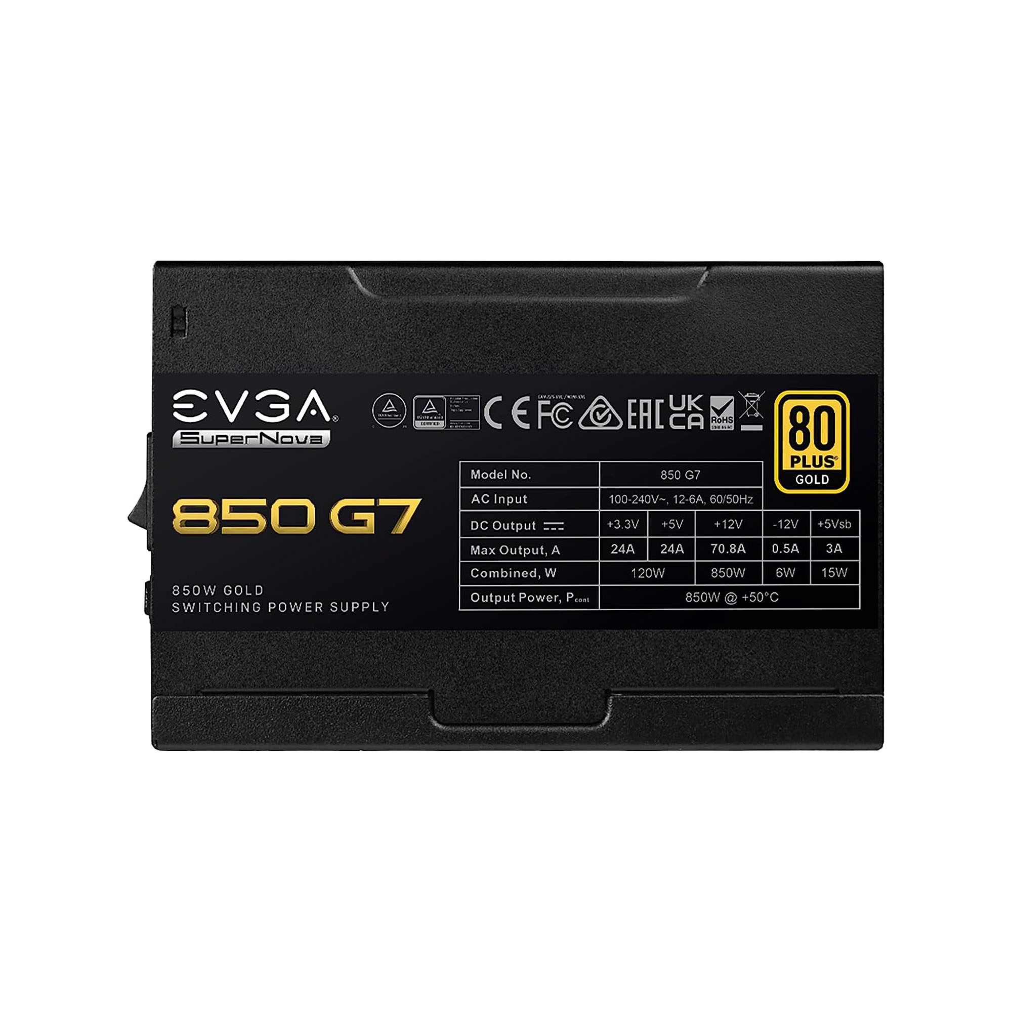 Fuente De Poder Evga Supernova Eco Mode G7 Atx 120mm 80Plus Gold 850W.