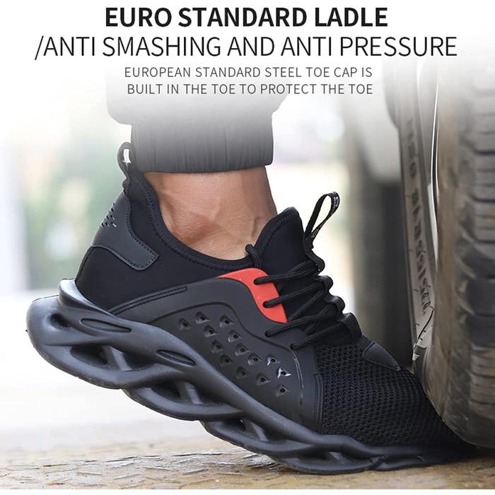 Tenis Botas Antiderrapante MXAKI-005 Talla 7US, 25MX, Negro, Plantilla Kevlar, Suela EVA, Punta de Acero, Agujetas, Ligero, Transpirable.