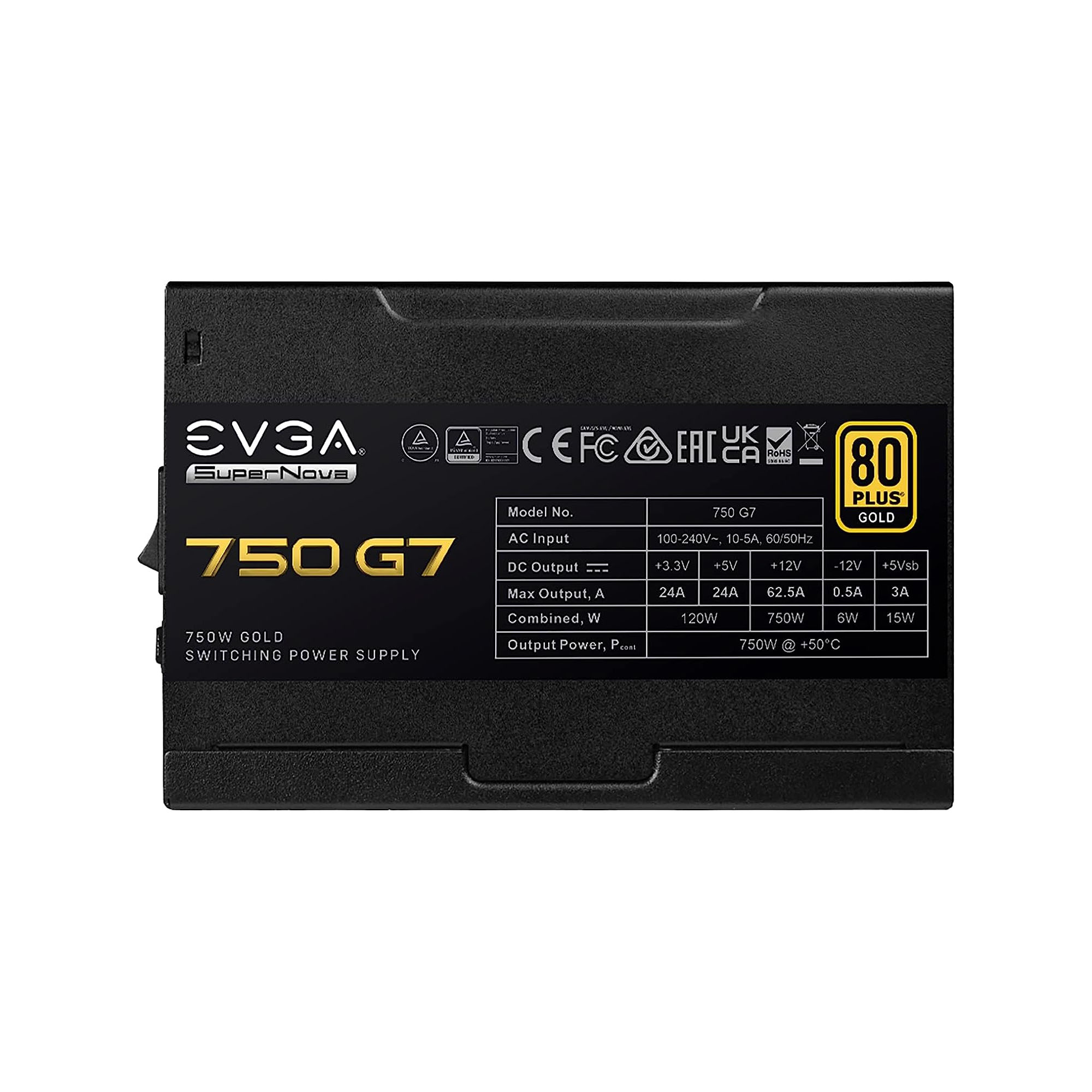 Fuente De Poder Evga Supernova Eco Mode G7 Atx 120mm 80Plus Gold 750W.
